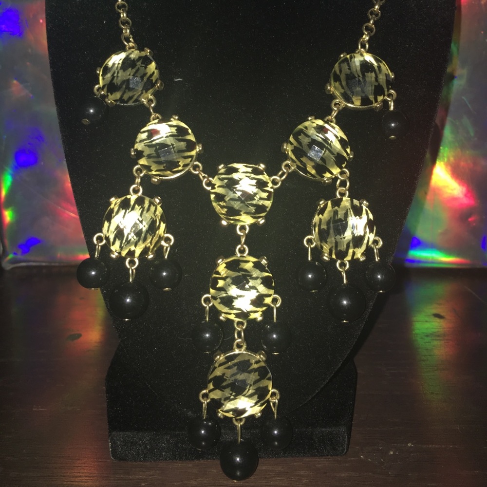 Gold and Houndstooth statement necklace